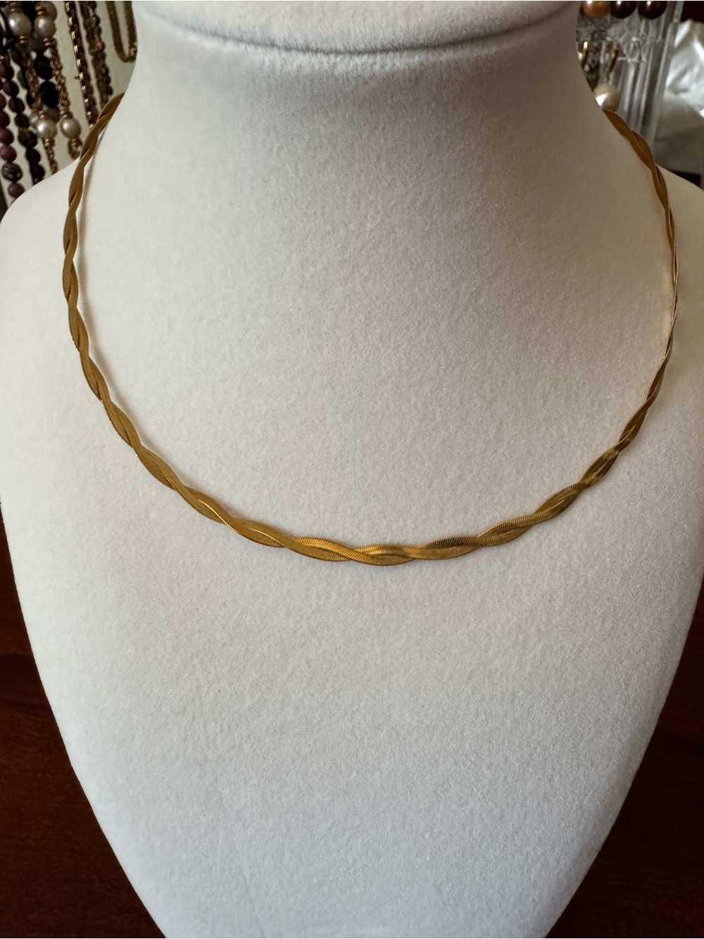 Gold-Tone Twisted Herringbone Necklace - 18 in.